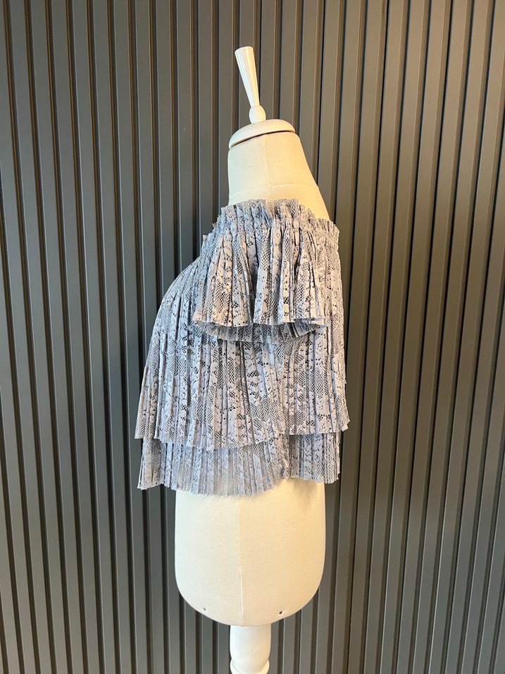 Zara düşük omuz üst dantel bluz - Görsel 5