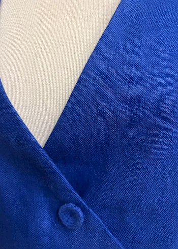 Mango saks mavisi keten yelek - Görsel 4