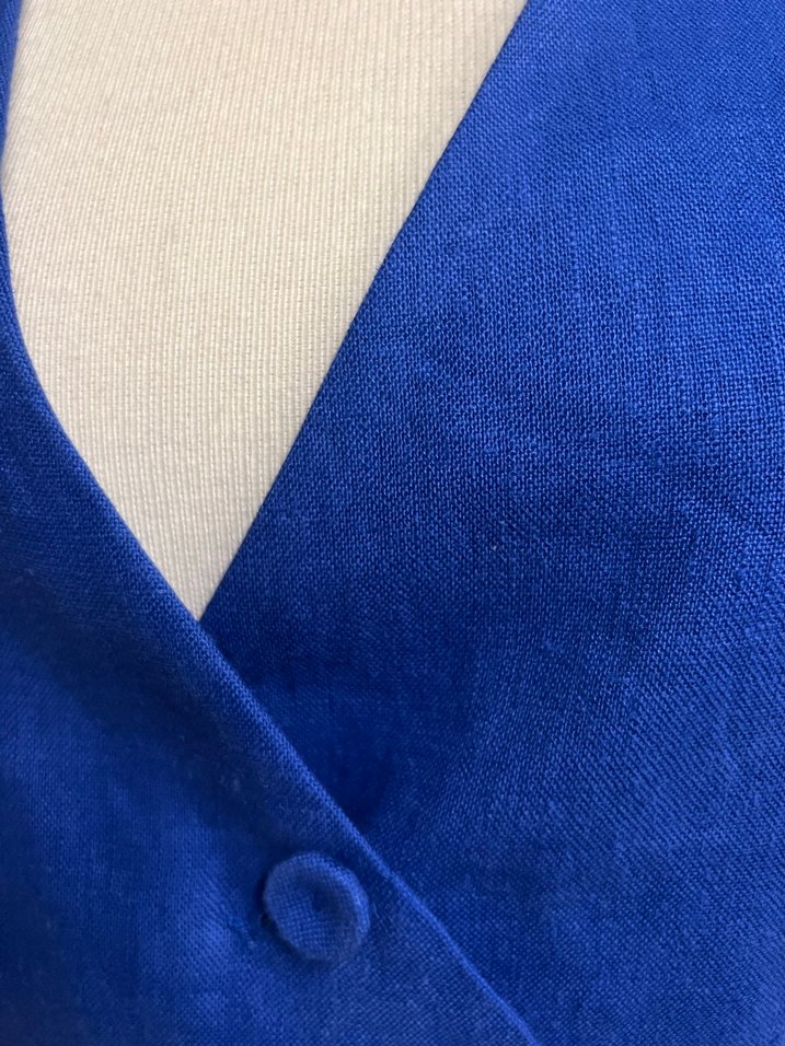 Mango saks mavisi keten yelek - Görsel 4