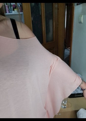 Beden zara kayık yaka toz pembe bluz