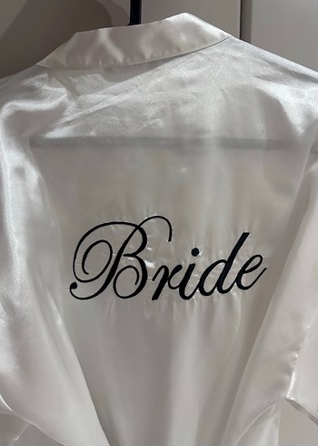 Beyaz Saten Bride Kadın Sabahlık - Görsel 3