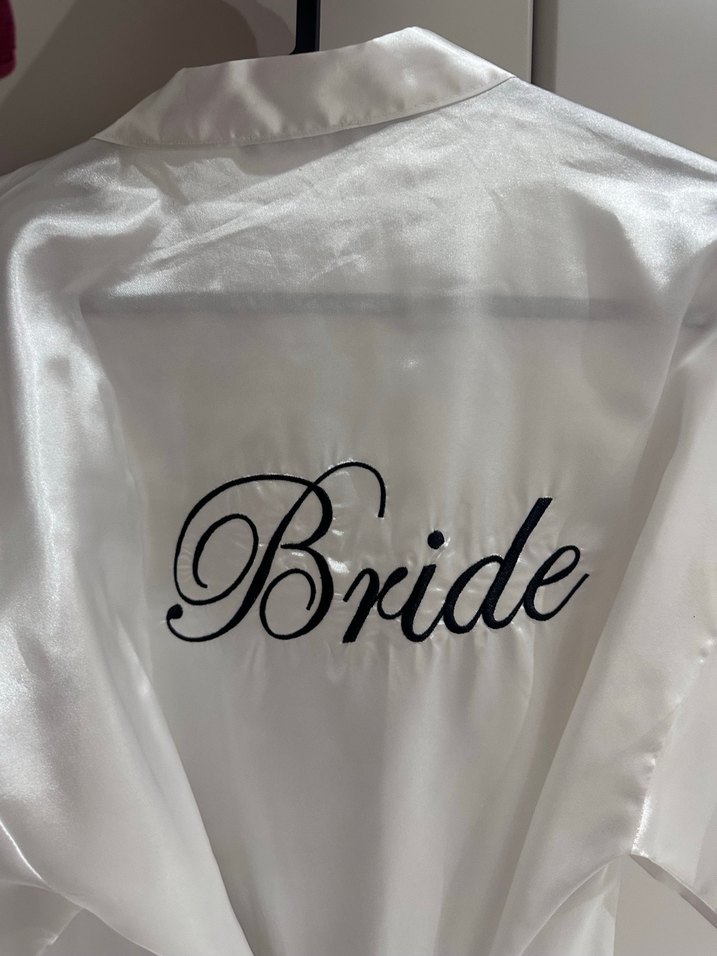 Beyaz Saten Bride Kadın Sabahlık - Görsel 3