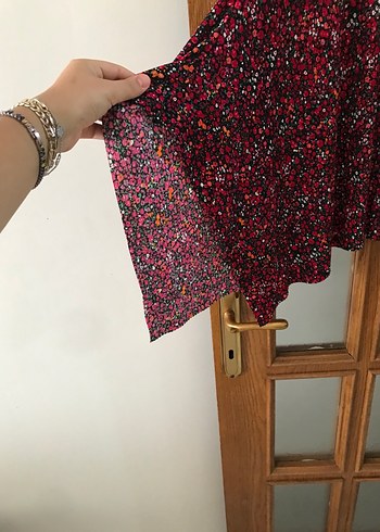 Diğer Bordo Bağlama Desenli Uzun Salaş Midi Etek