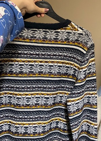 Bohem Çok Renkli Desenli Triko Kazak - Görsel 3