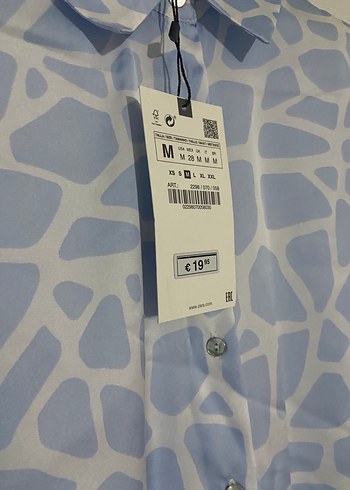 Zara Mavi Bağlama Desenli V Yakalı Gömlek - Görsel 4