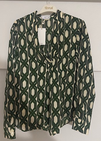 Mango Zincir Detaylı Yeşil Bohem Uzun Kollu Gömlek - Görsel 5