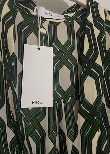 Mango Zincir Detaylı Yeşil Bohem Uzun Kollu Gömlek - Görsel 4