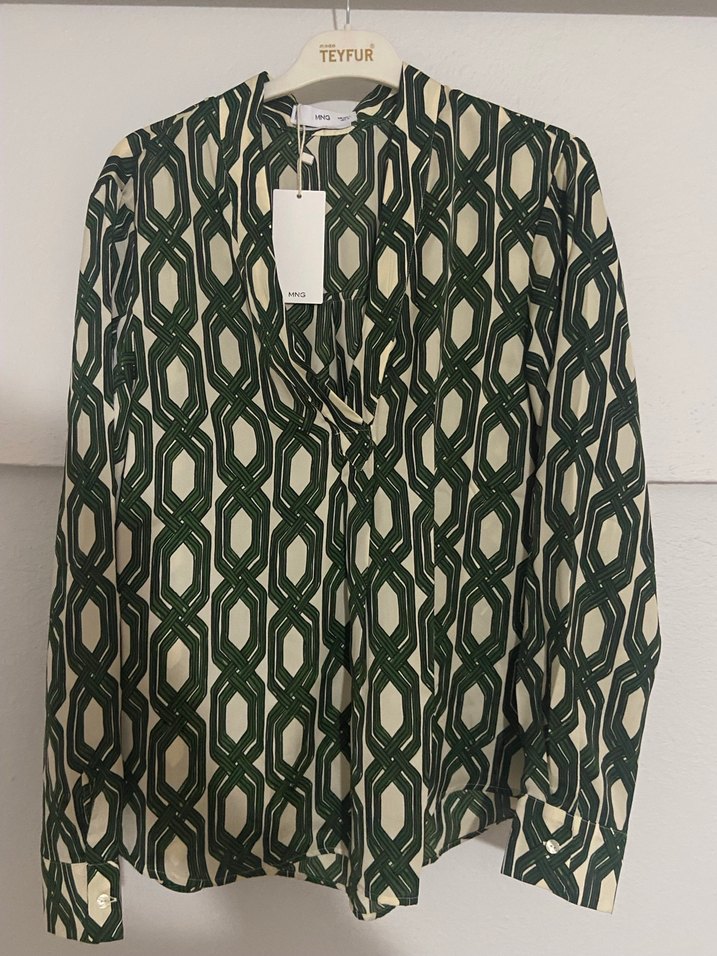 Mango Zincir Detaylı Yeşil Bohem Uzun Kollu Gömlek - Görsel 5