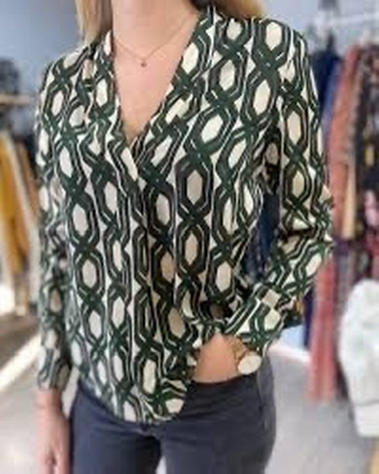 Mango Zincir Detaylı Yeşil Bohem Uzun Kollu Gömlek - Görsel 2