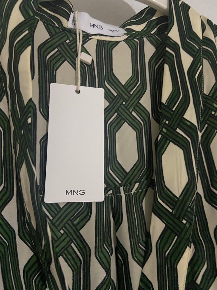 Mango Zincir Detaylı Yeşil Bohem Uzun Kollu Gömlek - Görsel 4