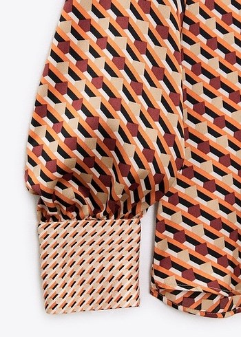 Zara Kadın Retro Desenli Uzun Kollu Gömlek - Görsel 2