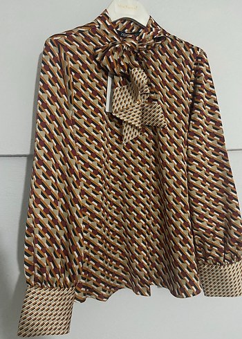 Zara Kadın Retro Desenli Uzun Kollu Gömlek - Görsel 7
