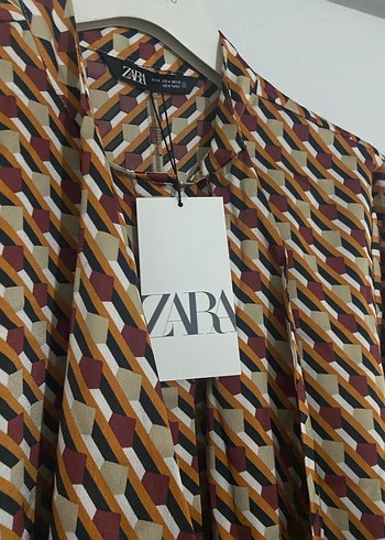 Zara Kadın Retro Desenli Uzun Kollu Gömlek - Görsel 5