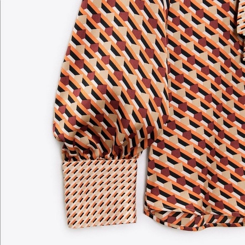 Zara Kadın Retro Desenli Uzun Kollu Gömlek - Görsel 2