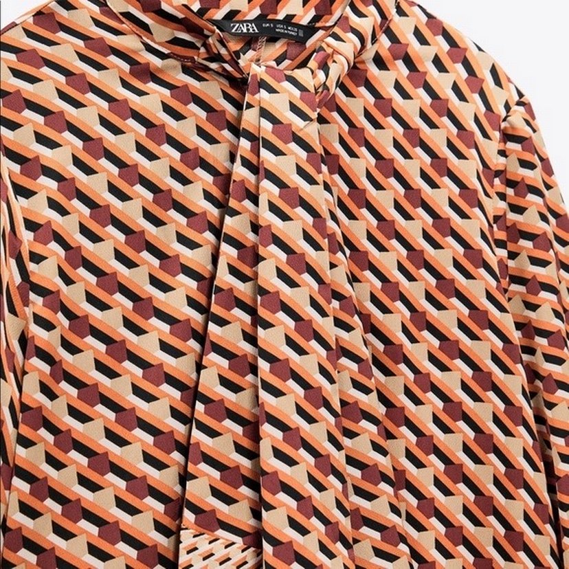 Zara Kadın Retro Desenli Uzun Kollu Gömlek - Görsel 3