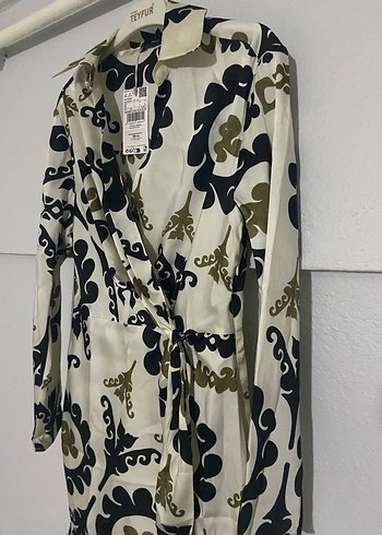 Mango V Yaka Desenli Kemerli Mini Elbise - Görsel 6