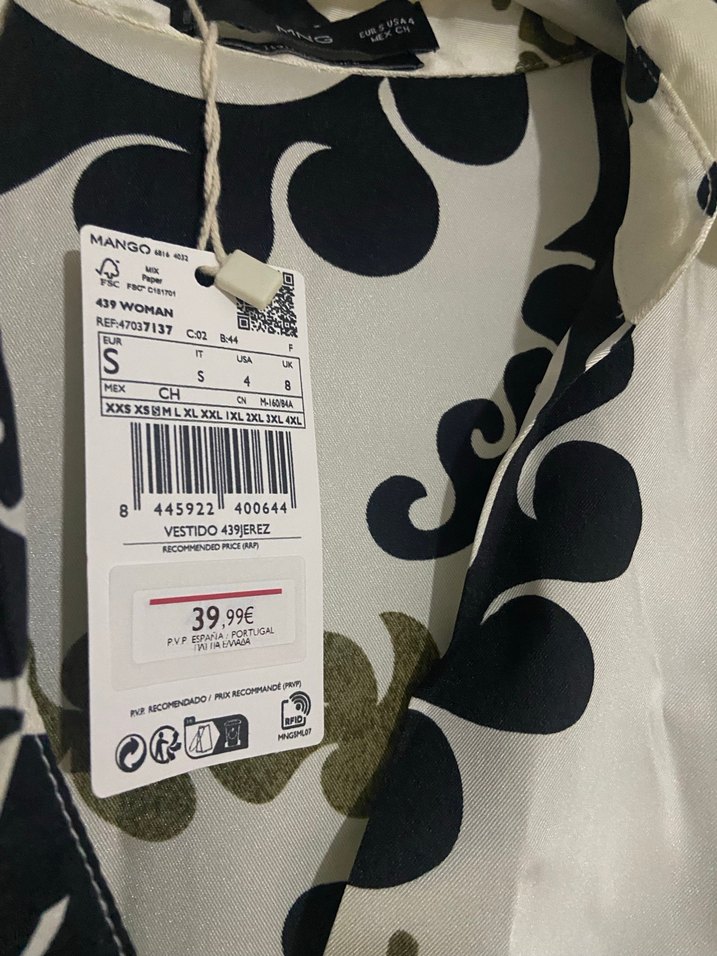 Mango V Yaka Desenli Kemerli Mini Elbise - Görsel 4