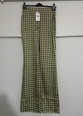 Mango Yeşil Ekose Kemerli Kadın Kumaş Pantolon - Görsel 3