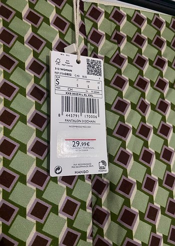 Mango Yeşil Ekose Kemerli Kadın Kumaş Pantolon - Görsel 4