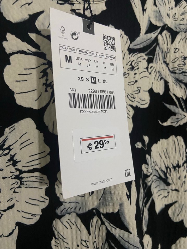 Zara Çiçek Desenli Siyah Midi Elbise - Görsel 2