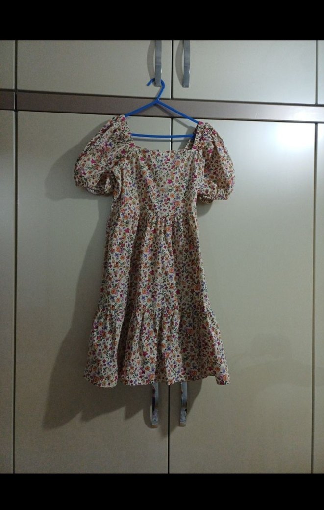 Pamuklu Bohem Çiçek Desenli Midi Elbise - Görsel 2