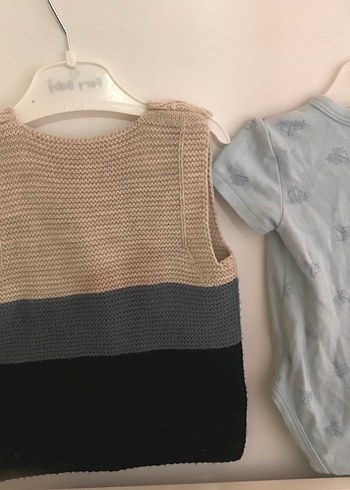 Bohem Tarzı Gri Örgü Erkek Bebek Body - Görsel 5