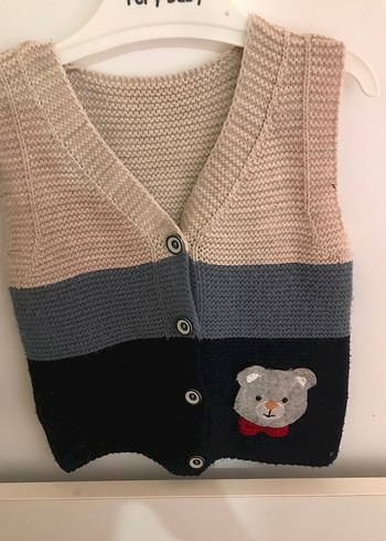 Bohem Tarzı Gri Örgü Erkek Bebek Body - Görsel 3