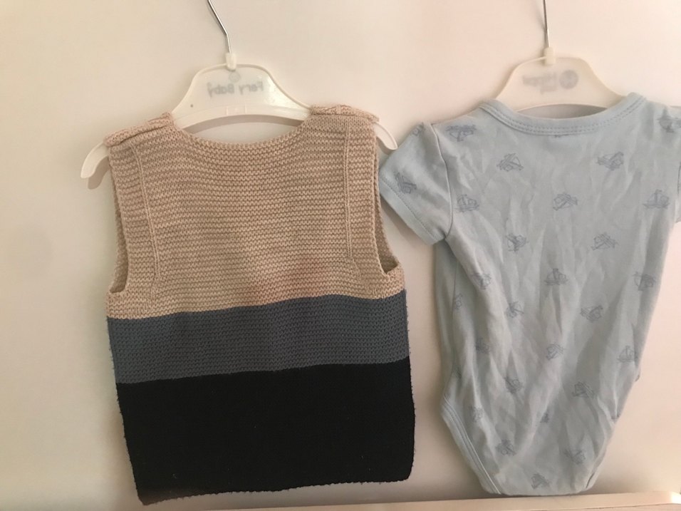 Bohem Tarzı Gri Örgü Erkek Bebek Body - Görsel 5