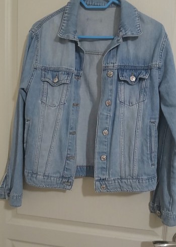 xs Beden Düğmeli Mavi Kadın Denim Ceket