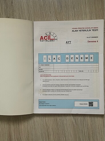 Acil Yayınlari AYT Matematik denemesi