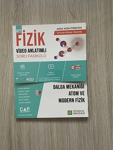 Çap AYT Fizik fasikulu Dalga mekanigi atom ve modern fizik