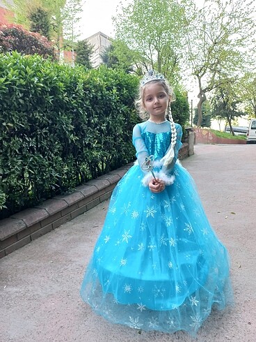 6 Yaş Beden mavi Renk Elsa kostüm