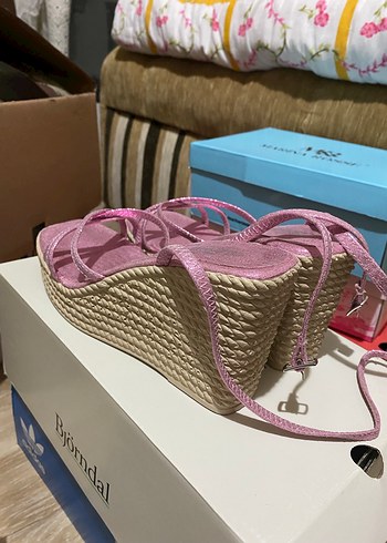 39 Beden pembe Renk Pembe Dolgu simli Kadın Sandalet