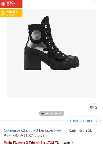 Converse Chuck 70 De Luxe Siyah Platform Topuklu Spor Ayakkabı