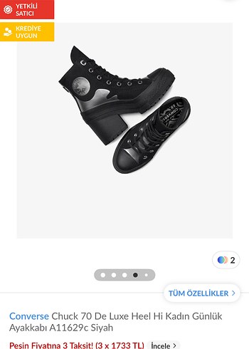 39 Beden Converse Chuck 70 De Luxe Siyah Platform Topuklu Spor Ayakkabı