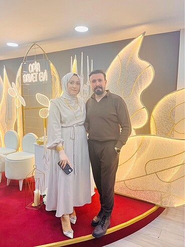 Abiye Saten taş rengi abiye