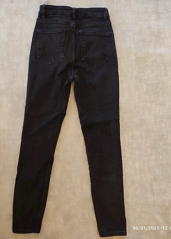 Zara Siyah Kadın Normal Boy Dar Kesim Denim Pantolon