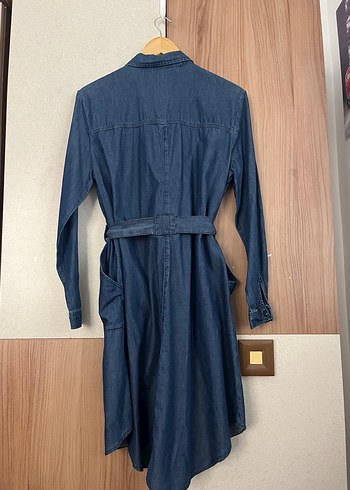 Kadın Uzun Lacivert Denim Gömlek - Görsel 5