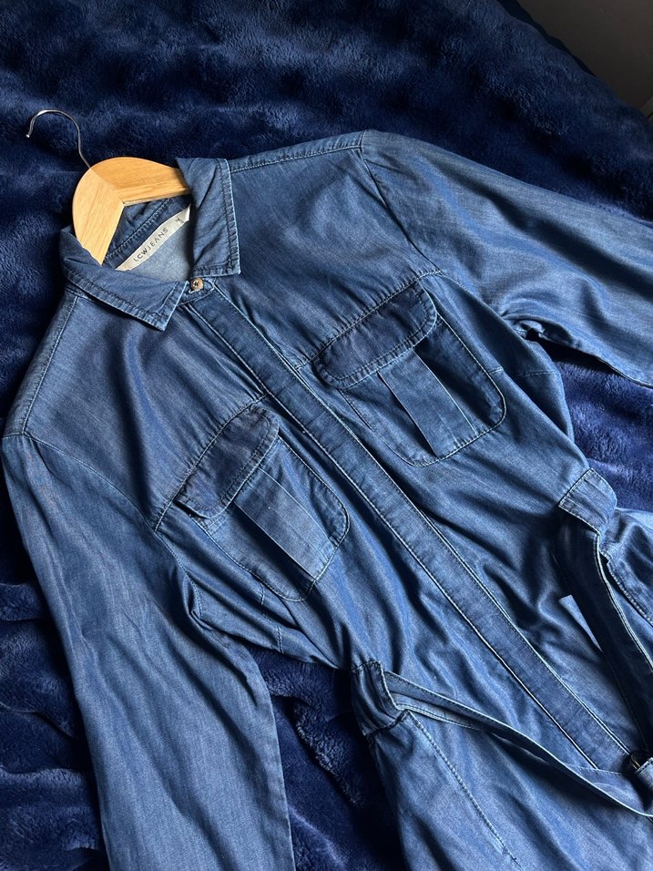 Kadın Uzun Lacivert Denim Gömlek - Görsel 2