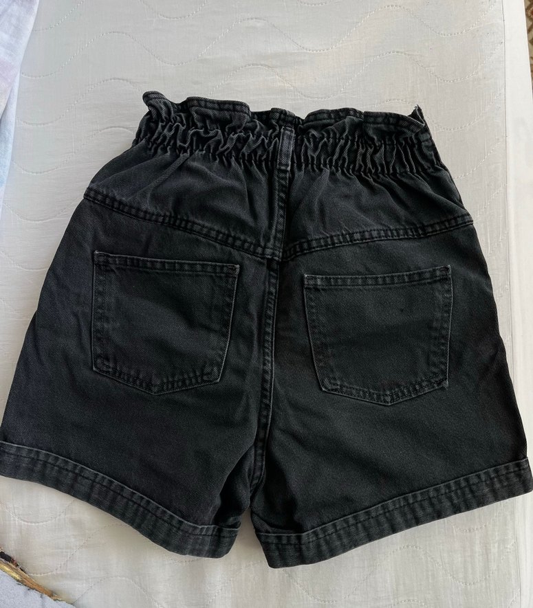 Loose Fit Mini Kot Şort - Görsel 2