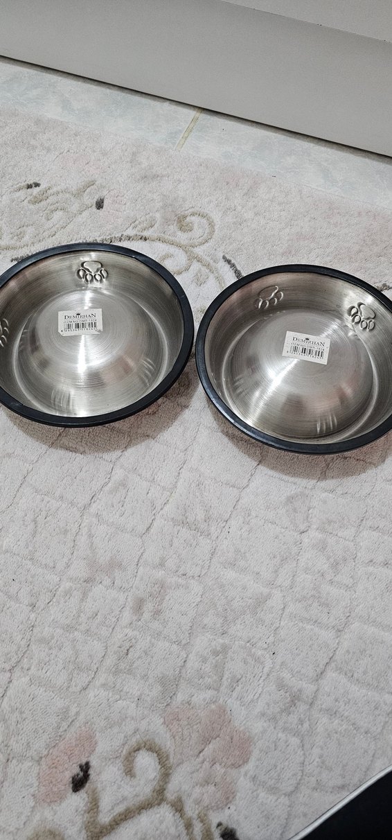 Parlak Beyaz Paslanmaz Çelik Kedi Köpek Mama Kabı - Görsel 2