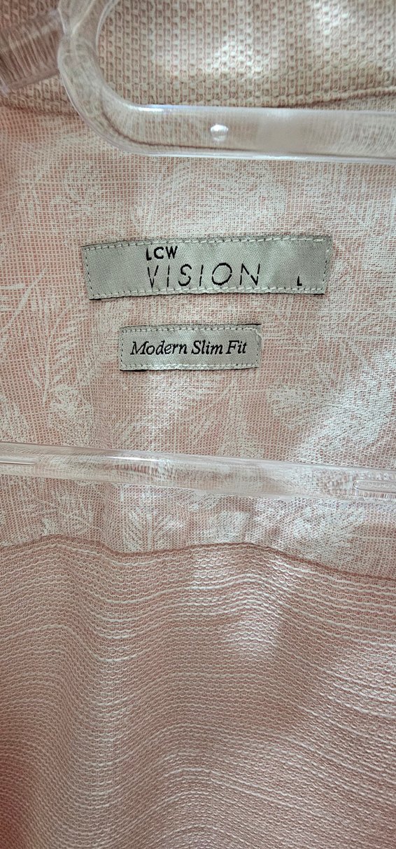 Pembe Keten Kısa Kollu Düğmeli Erkek Gömlek - Görsel 2