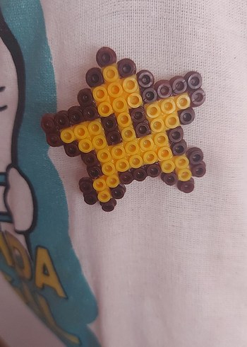 Beden Renk Mario yıldızı hama boncuk rozet/çanta süsü