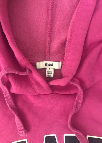 Mavi Pembe Kapüşonlu Mavi Baskılı Sweatshirt