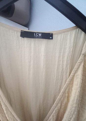 LC Waikiki Bej, V Yaka, Uzun Keten Bohem Elbise