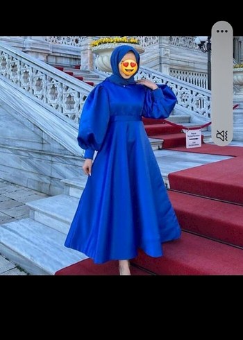 Mavi Uzun Kol Drapeli Salaş Elbise