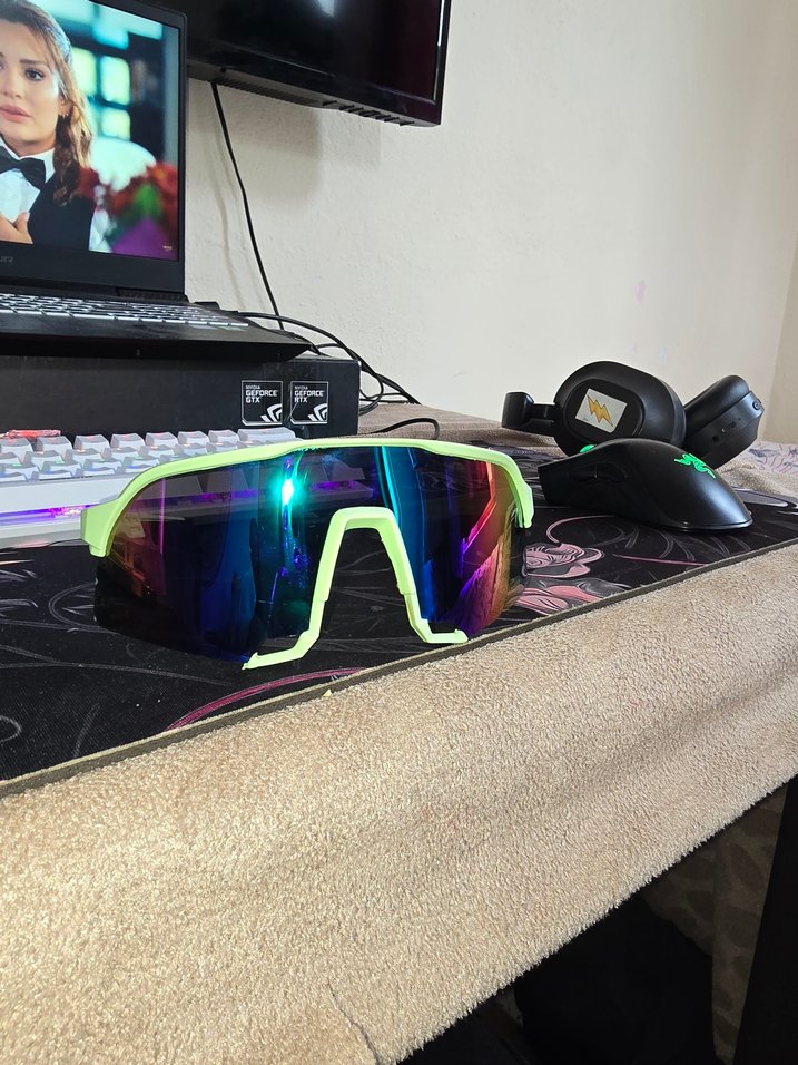 Renkli Tie-Dye Biker Stil Erkek Kayak Gözlüğü - Görsel 2