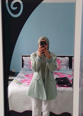 Düğmeli Yeşil Kadın Blazer Ceket - Görsel 4