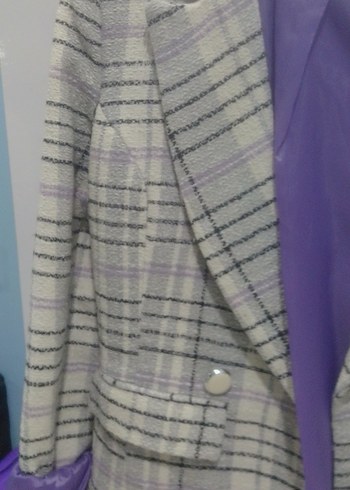 Düğmeli Mor Astarlı Kadın Blazer Ceket - Görsel 2