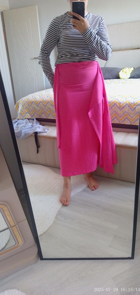 Pembe Midi Kadın Etek - Görsel 4